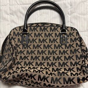 Michael Kors Black and Tan Signature Satchel